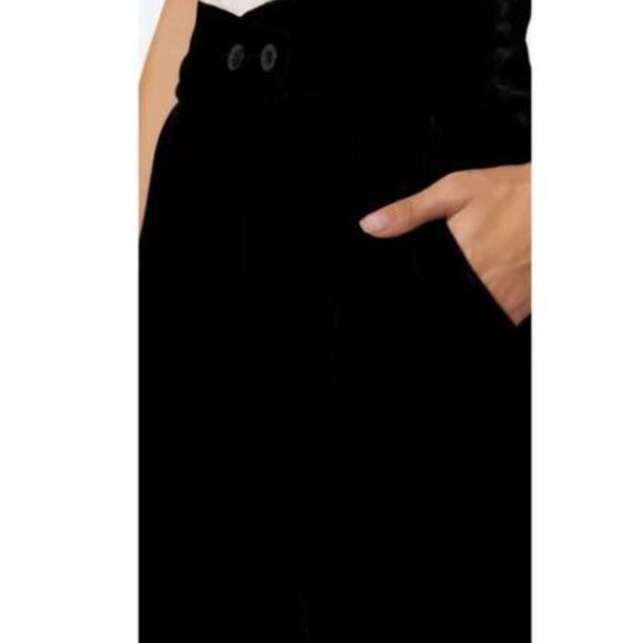 Joie | NWT Farah High Waist Velvet Dress Pants Trousers Silk Blend Black Size 4 - Picture 3 of 4